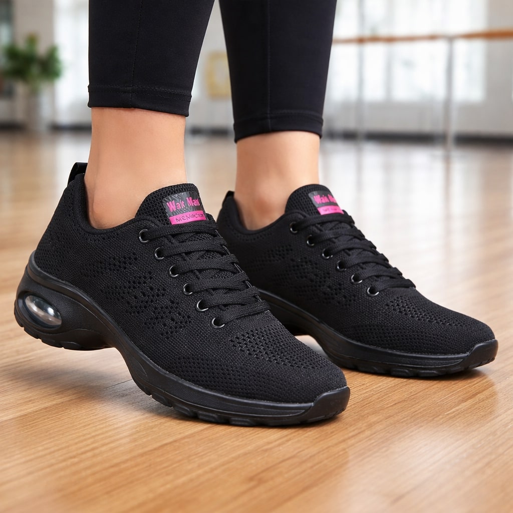 Slow Man Dance Shoes for Women - Lace-Up Jazz Sneakers with Air Cushion